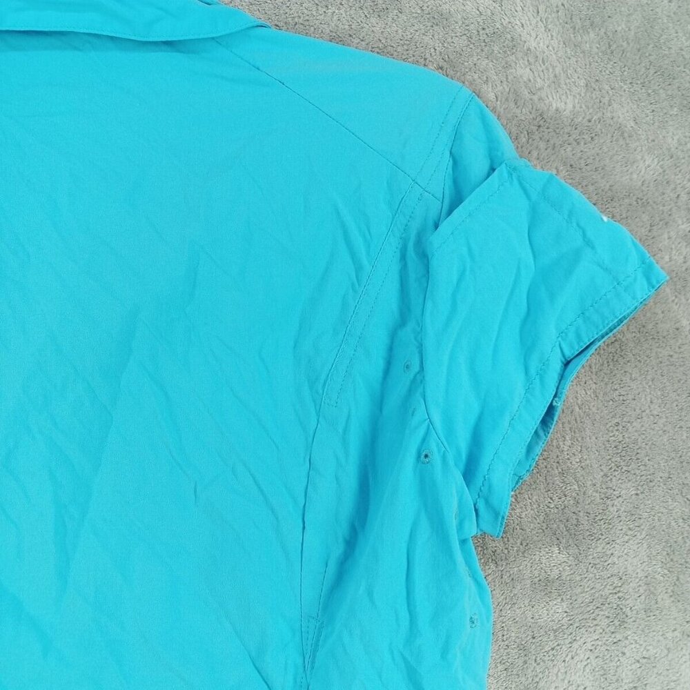 MOUNTAIN HARDWARE  Shirt Size 8 Neck Protection Sleeve Pocket Armpit Vent Blue - Picture 11 of 13
